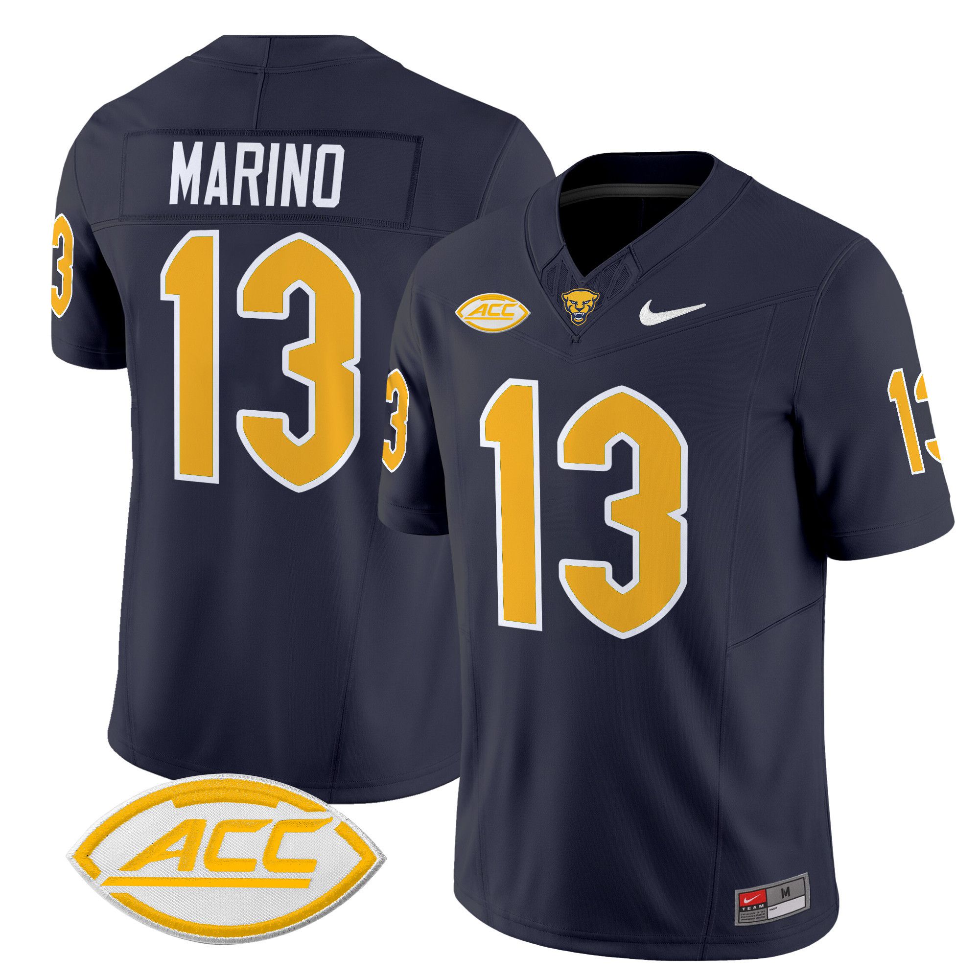 Men Pittsburgh Panthers 13 Marino Black Nike 2024 Vapor Limited NCAA Jersey style 1